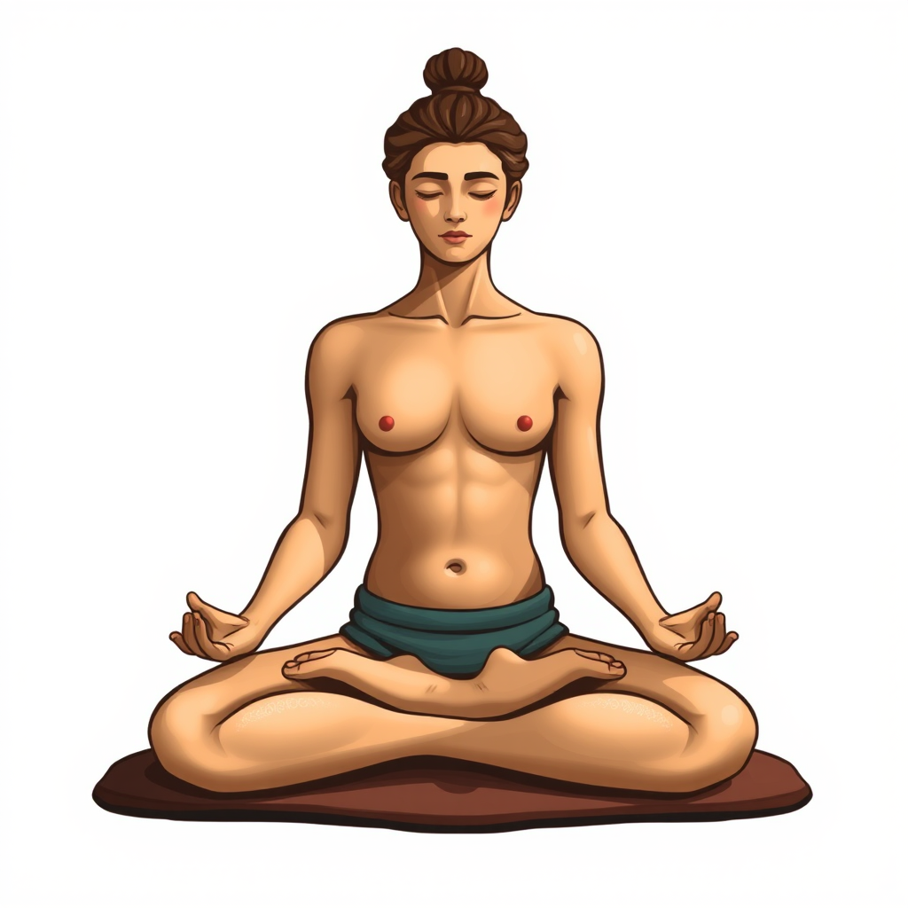 Ikona ar meditējošu personu, kas simbolizē individuālu pieeju joga praksē