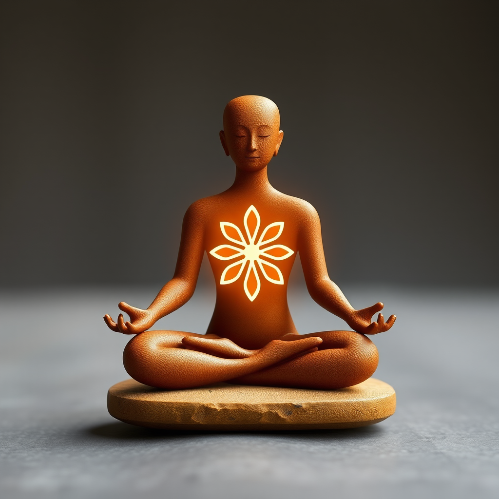 Mindfulness meditācijas ikona ar simbolu, kas attēlo apzinātību un klātbūtni