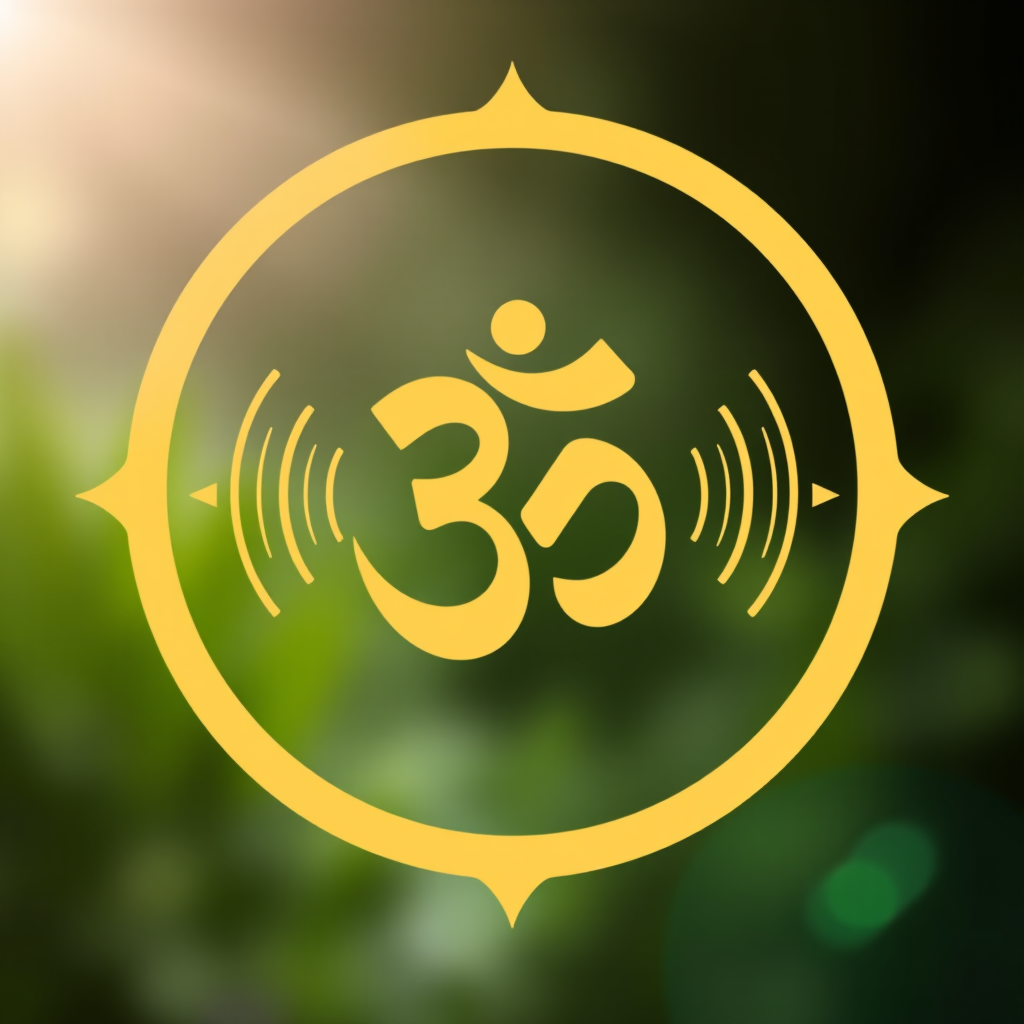Mantra meditācijas ikona ar skaņas viļņiem un OM simbolu