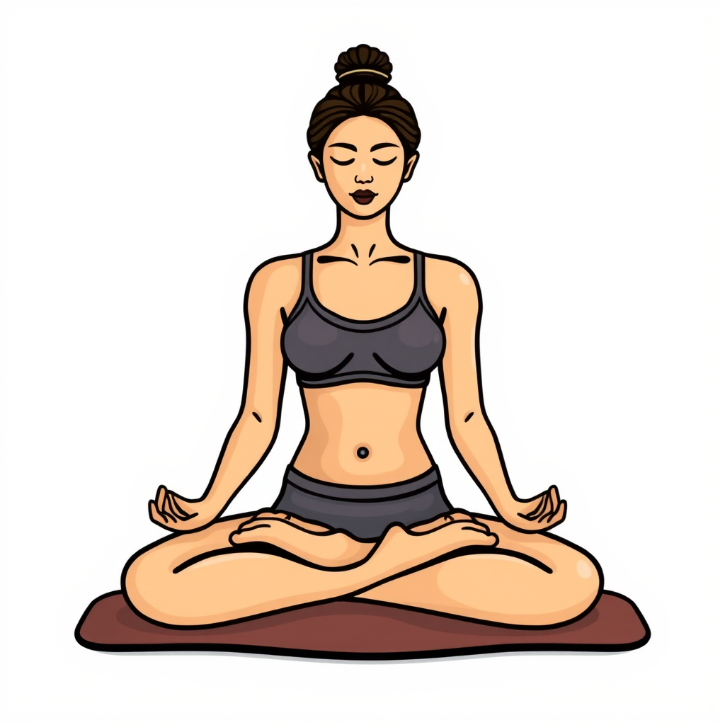 Meditācijas ikona reprezentē āsanu un prānajāmu praksi