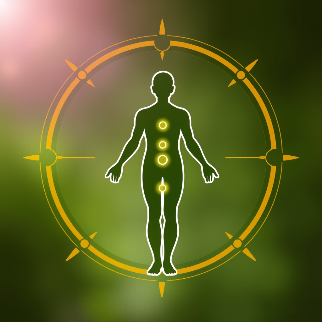 Ķermeņa skenēšanas meditācijas ikona ar cilvēka siluetu un enerģijas punktiem